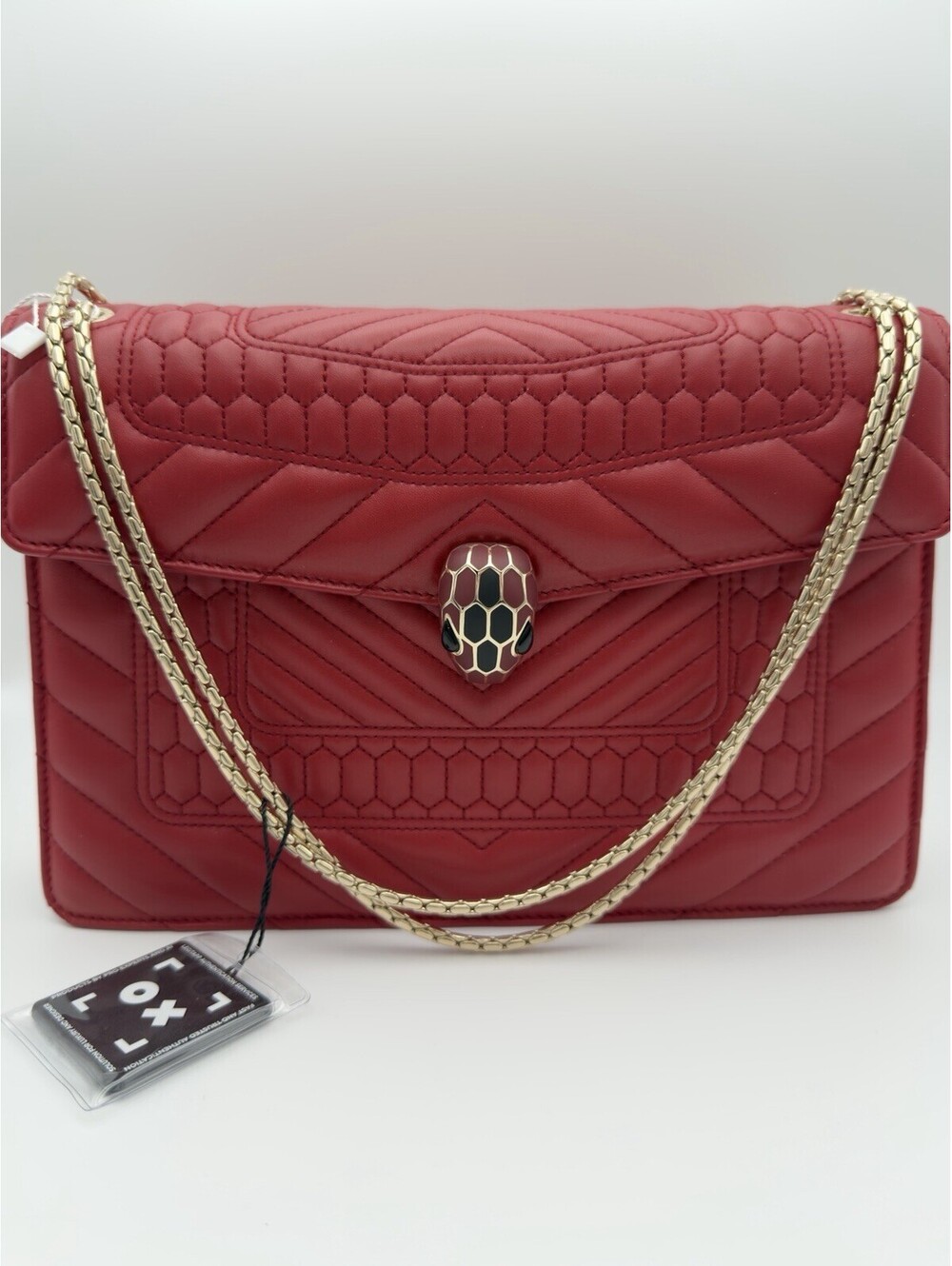 Authentic Bvlgari Serpenti Forever Red Bag Designer Chain Leather Rare